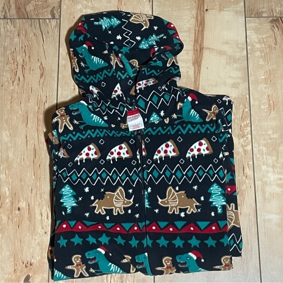 Cat & Jack, Christmas union suit w/hood, boys size large, navy multi colors - Picture 6 of 6